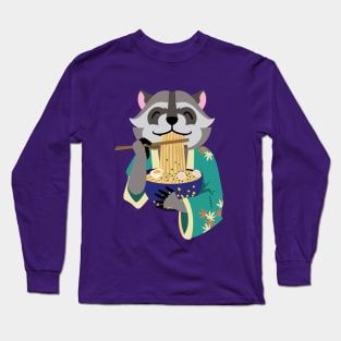 Raccoon Eating Ramen Long Sleeve T-Shirt